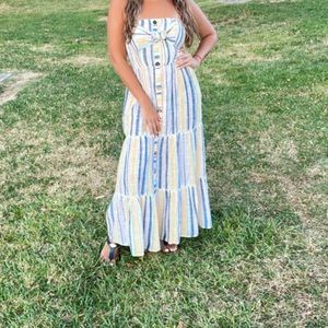 Maxi dress yellow and grey